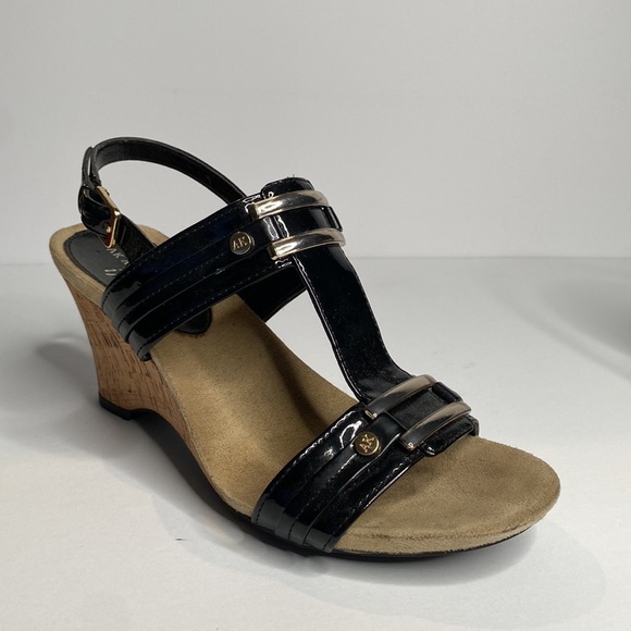 🍒ANNE KLEIN Iflex Black Sandals!!! Wedge Heel !!! - Picture 5 of 10